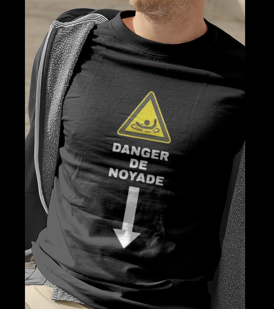 Danger De Noyade Drowning Hazard Triangle Warning T-Shirt