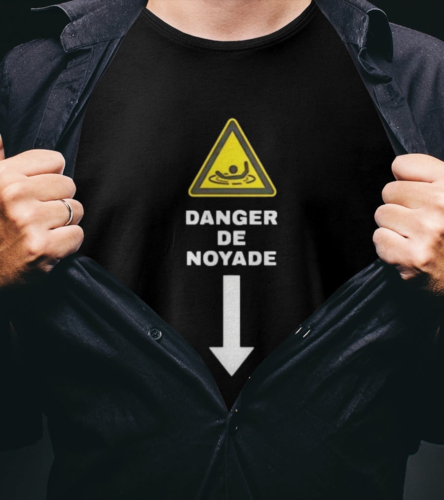 Danger De Noyade Drowning Hazard Triangle Warning T-Shirt