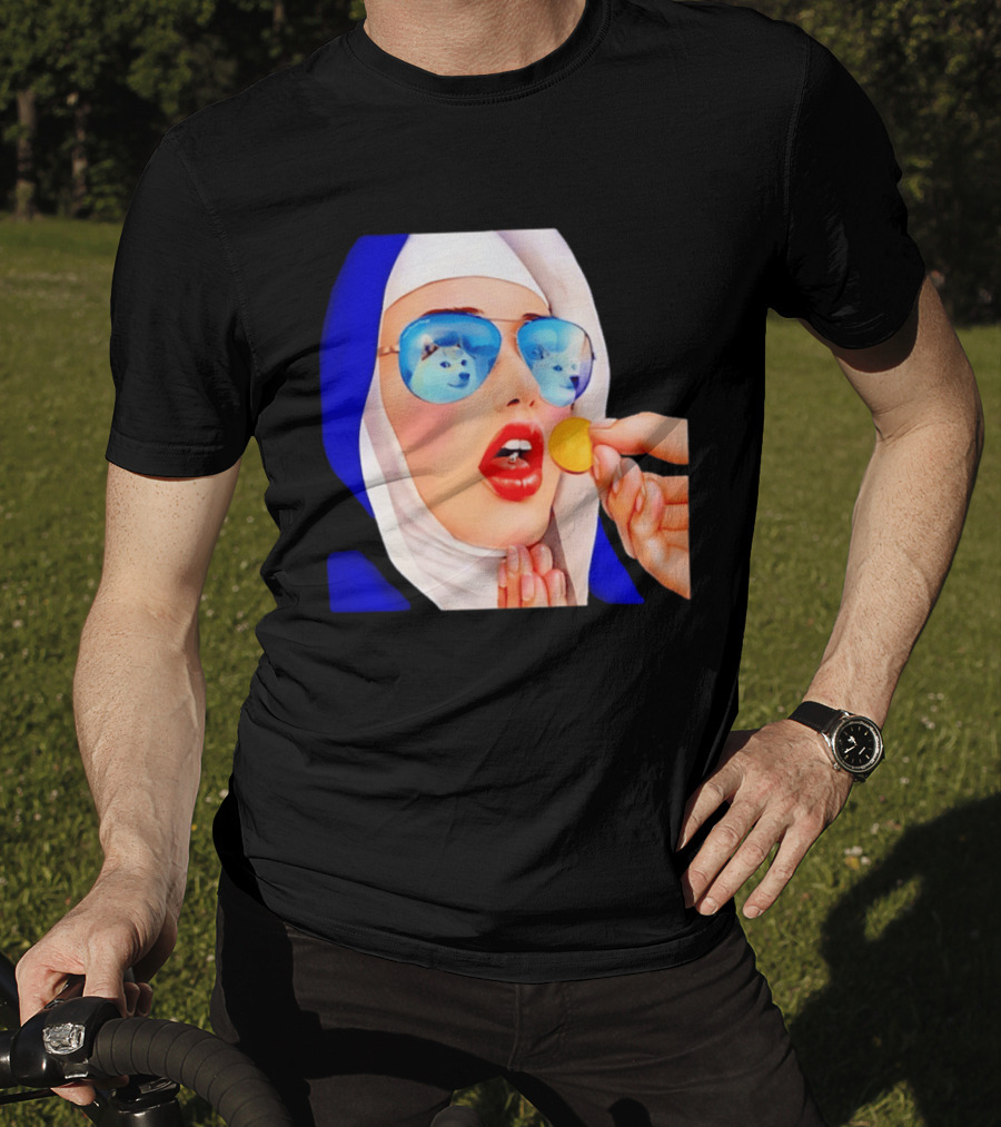 Doge Nun Sunglasses Reflection Communion Meme T-Shirt
