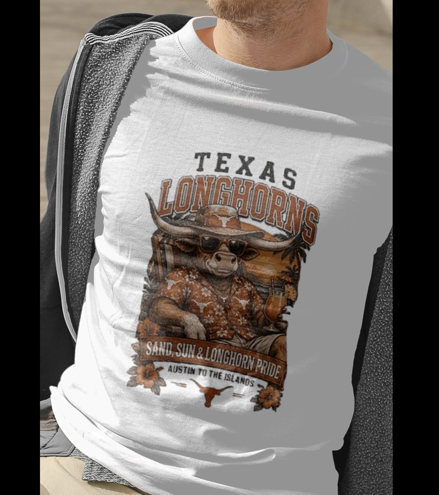 Texas Longhorns Sand Sun Longhorn Pride Austin To The Islands Tropical Paradise T-Shirt