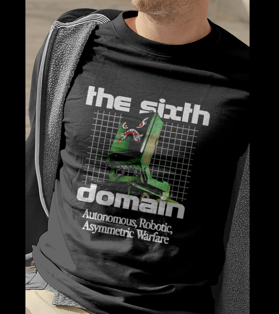 The Sixth Domain Autonomous Robotic Asymmetric Warfare Retro Robot T-Shirt