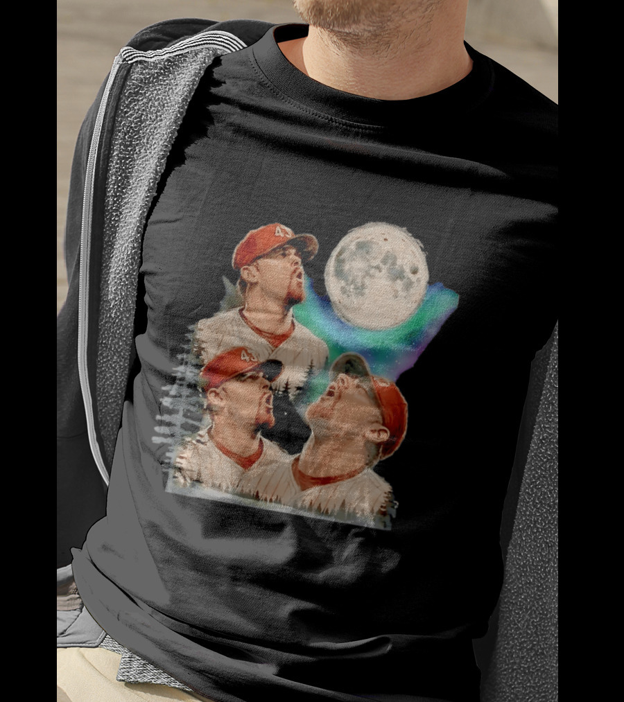 Baseball Player 43 Moon Howling Forest T-Shirt