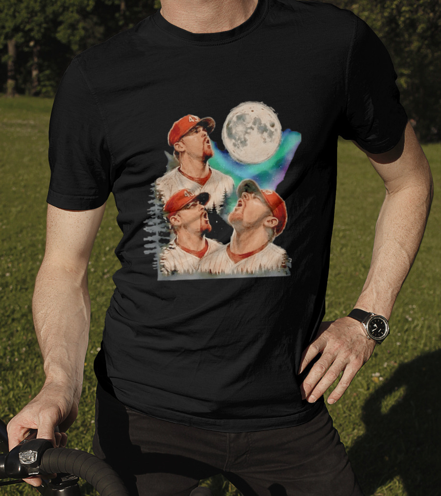 Baseball Player 43 Moon Howling Forest T-Shirt