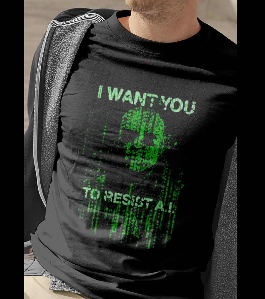 I Want You To Resist AI Matrix Skull T-Shirt