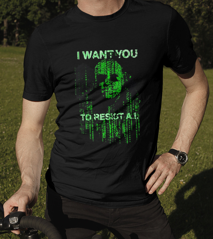 I Want You To Resist AI Matrix Skull T-Shirt