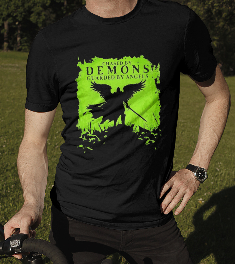 Chased By Demons Guarded By Angels Warrior Wings Sword T-Shirt