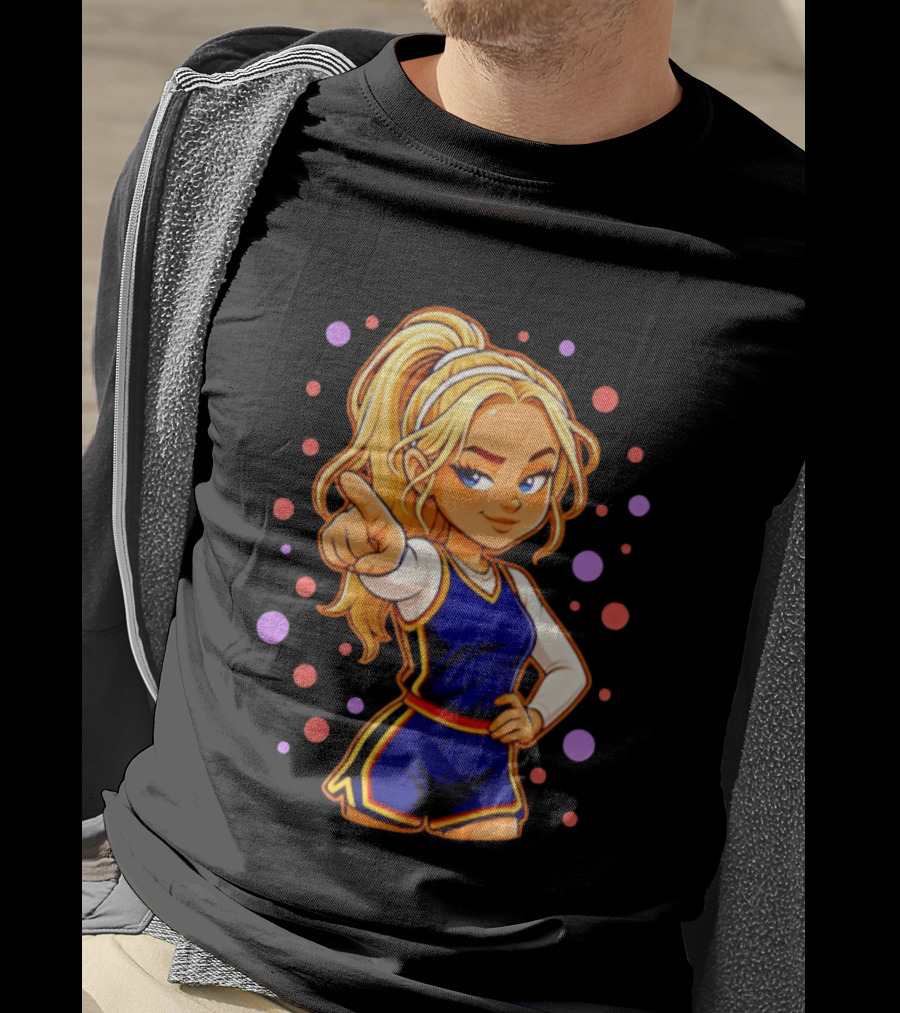 Chibi Sophie Cunningham Pointing In Basketball Uniform With Ponytail T-Shirt