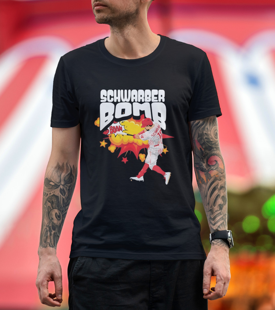 Schwarber Bomb Boom Baseball Philadelphia Phillies Player Action T-Shirt