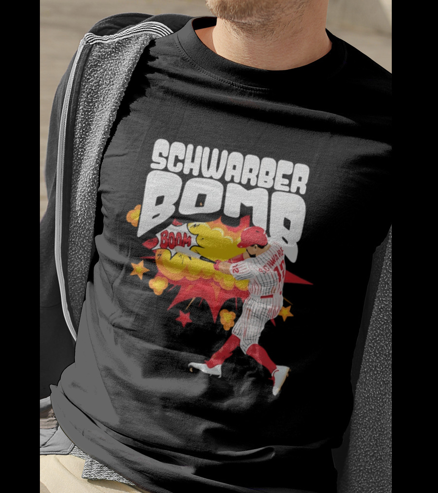 Schwarber Bomb Boom Baseball Philadelphia Phillies Player Action T-Shirt