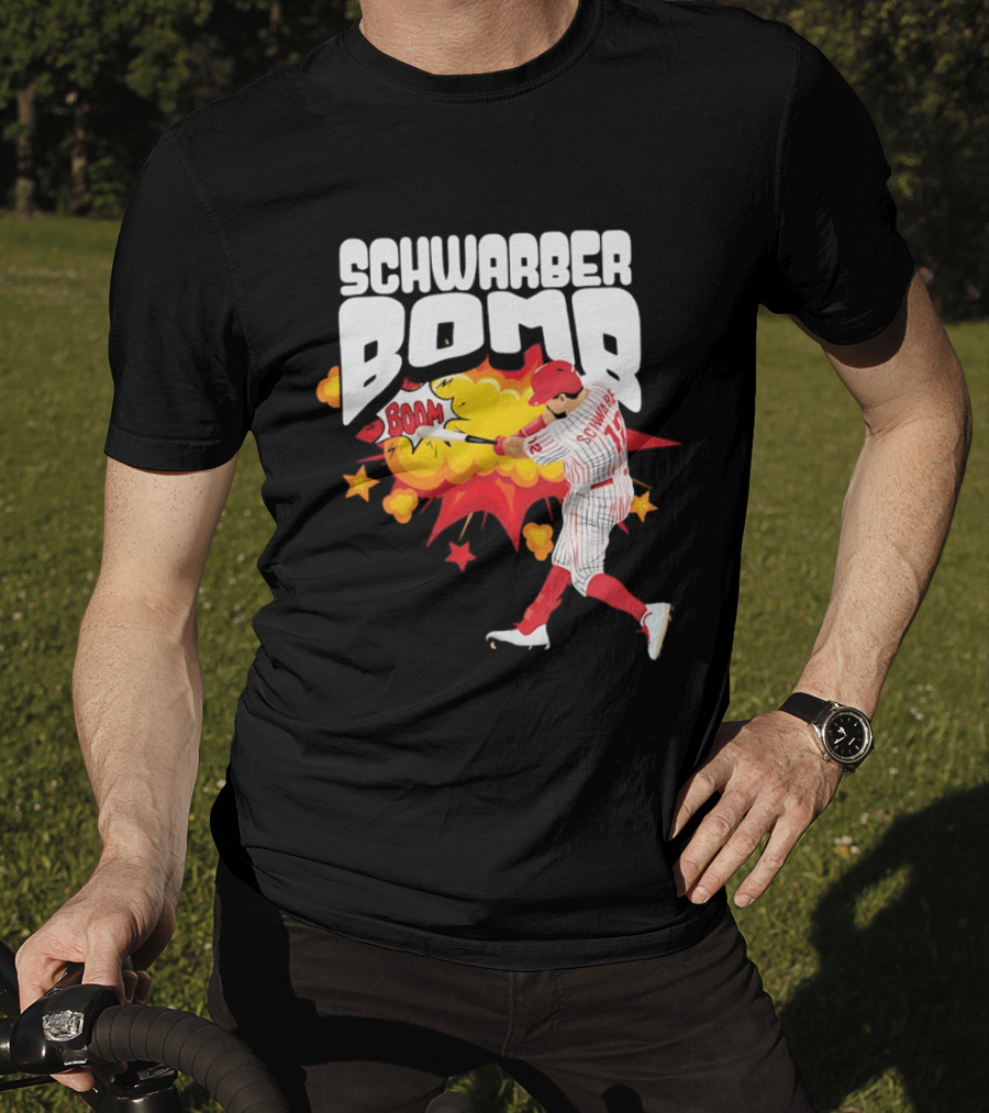 Schwarber Bomb Boom Baseball Philadelphia Phillies Player Action T-Shirt