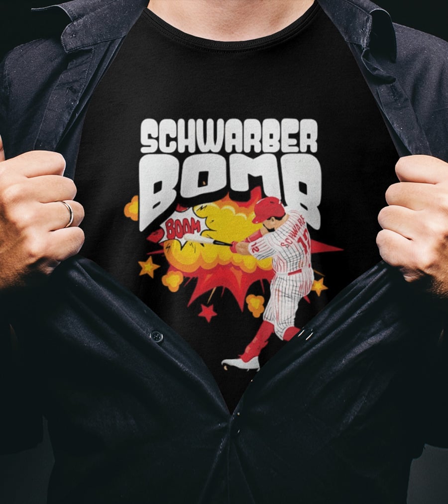Schwarber Bomb Boom Baseball Philadelphia Phillies Player Action T-Shirt