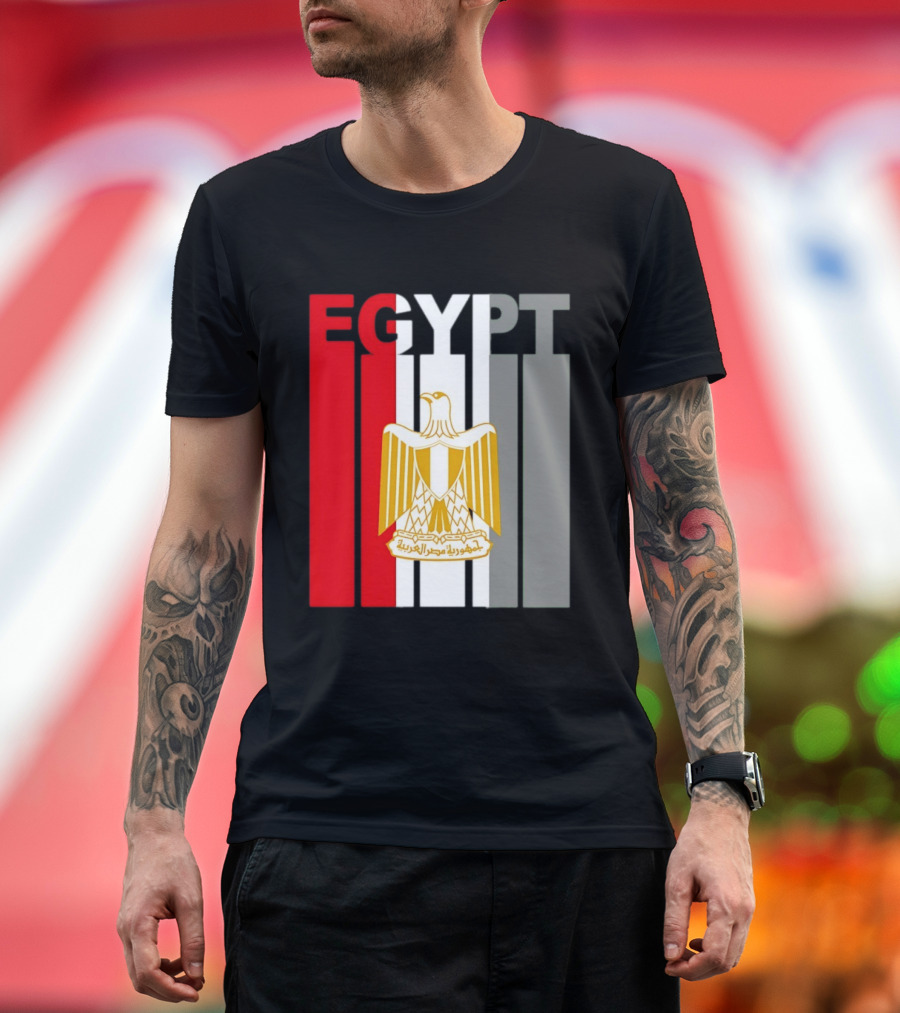 Egypt Flag Colors With Eagle Coat Of Arms T-Shirt