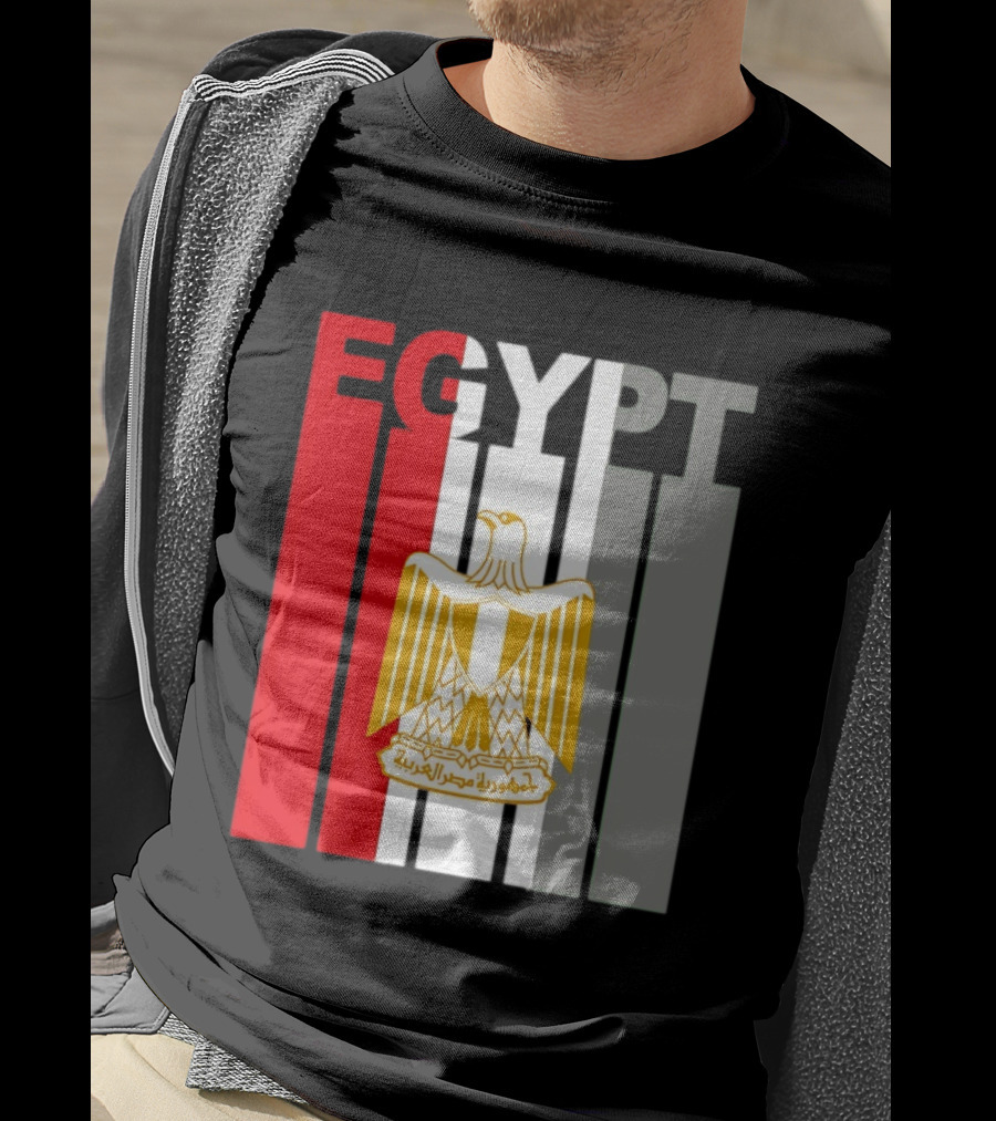 Egypt Flag Colors With Eagle Coat Of Arms T-Shirt