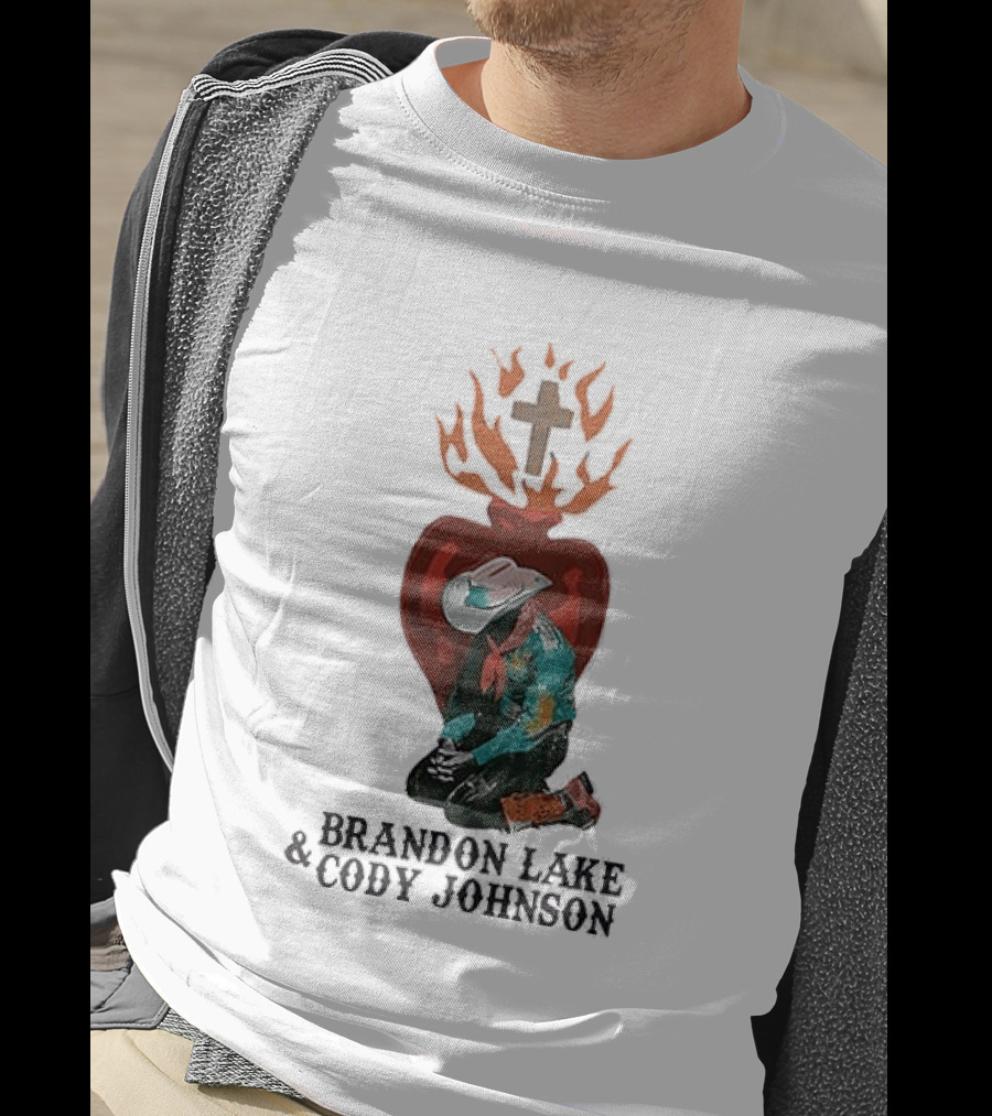 Brandon Lake Cody Johnson When A Cowboy Prays 2026 Cross Heart Flame T-Shirt
