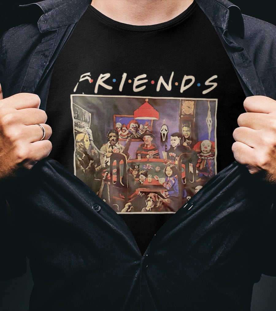 Friends Horror Movie Characters Playing Poker At Night T-Shirt