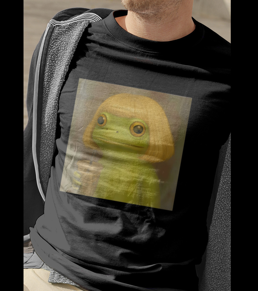 Blonde Wig Frog Holding Iced Coffee T-Shirt