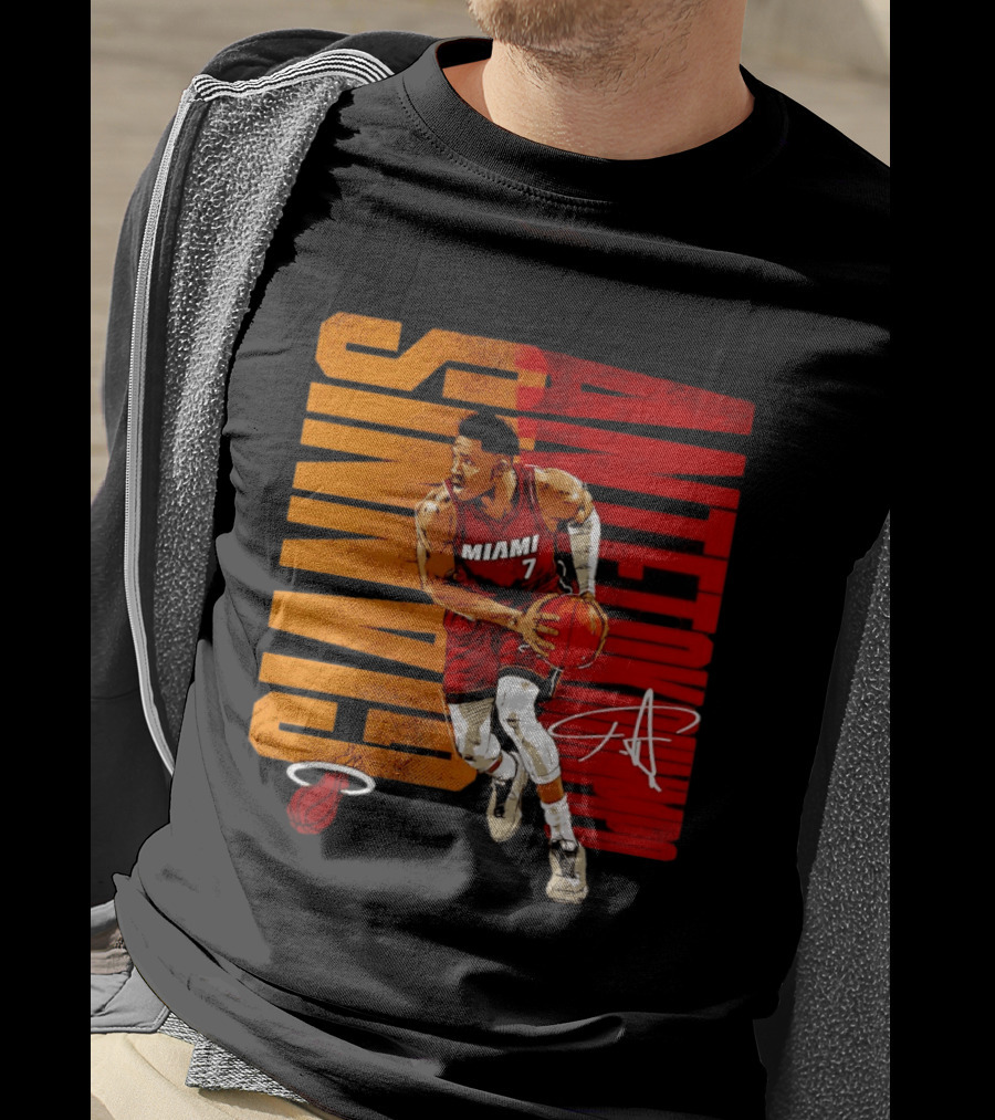 Giannis Antetokounmpo Miami 7 Basketball Running Miami Heat T-Shirt
