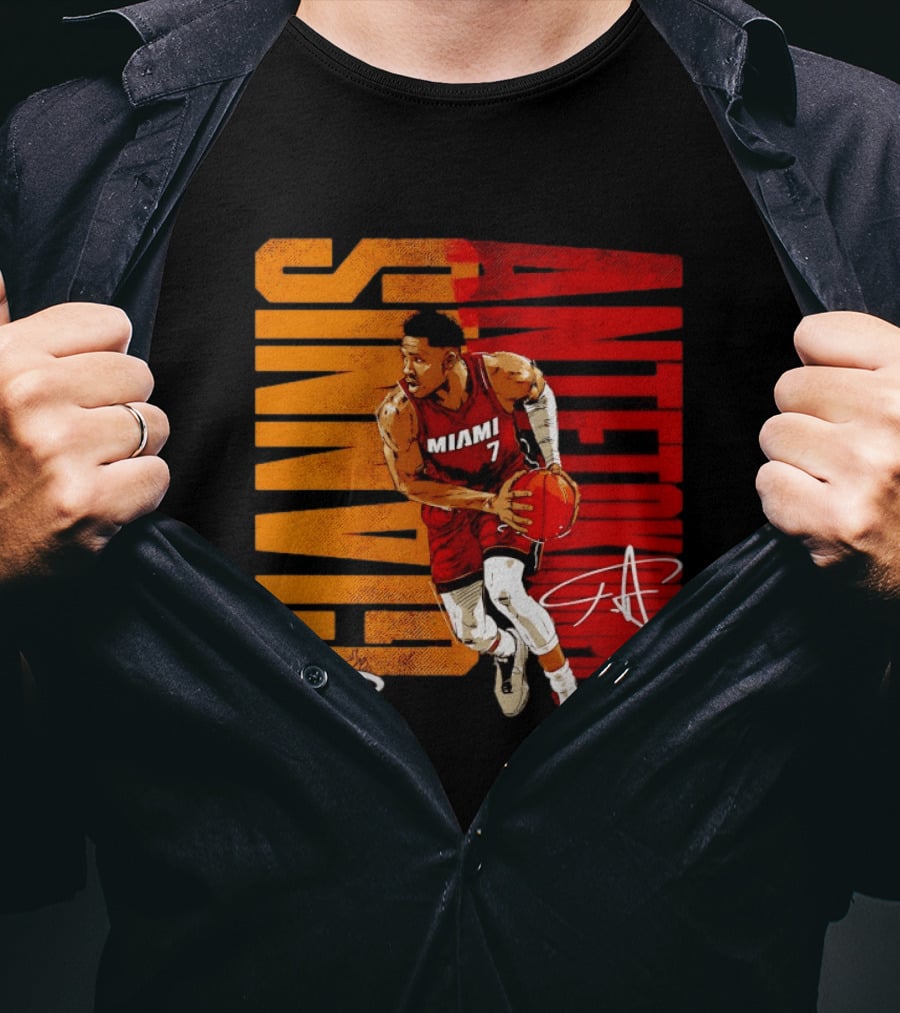 Giannis Antetokounmpo Miami 7 Basketball Running Miami Heat T-Shirt