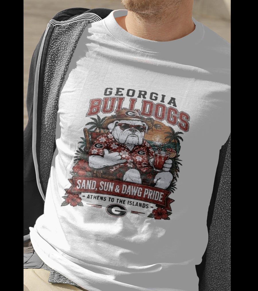 Georgia Bulldogs Sand Sun Dawg Pride Athens To The Islands Tropical Paradise T-Shirt