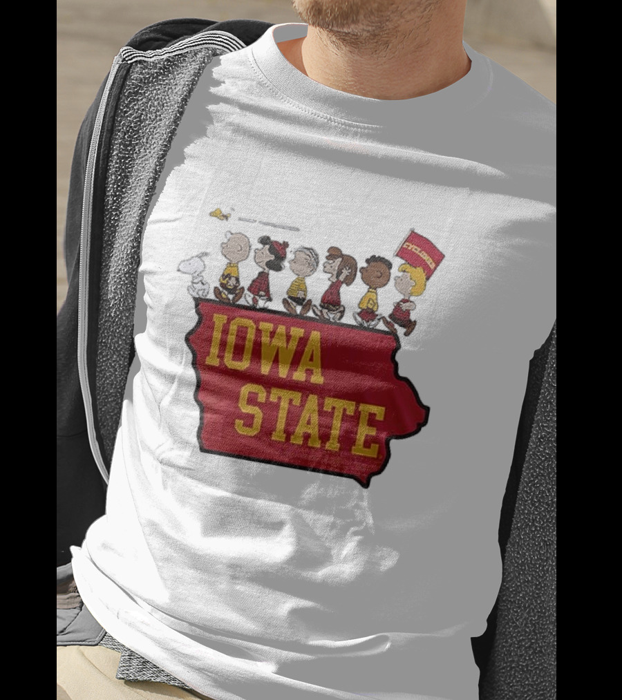 Iowa State Cyclones Peanuts Characters Marching With Snoopy And Friends T-Shirt