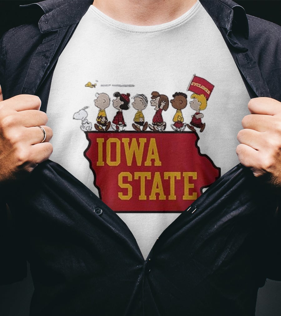 Iowa State Cyclones Peanuts Characters Marching With Snoopy And Friends T-Shirt