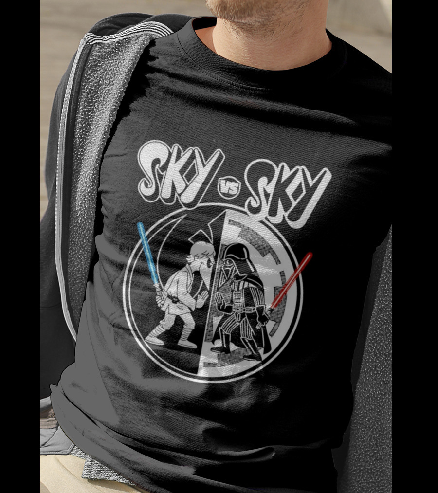 Sky Vs Sky Luke Skywalker Darth Vader Lightsaber Duel T-Shirt