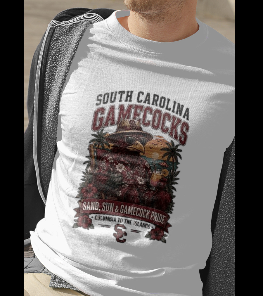 South Carolina Gamecocks Sand Sun Gamecock Pride Columbia Tropical Paradise T-Shirt