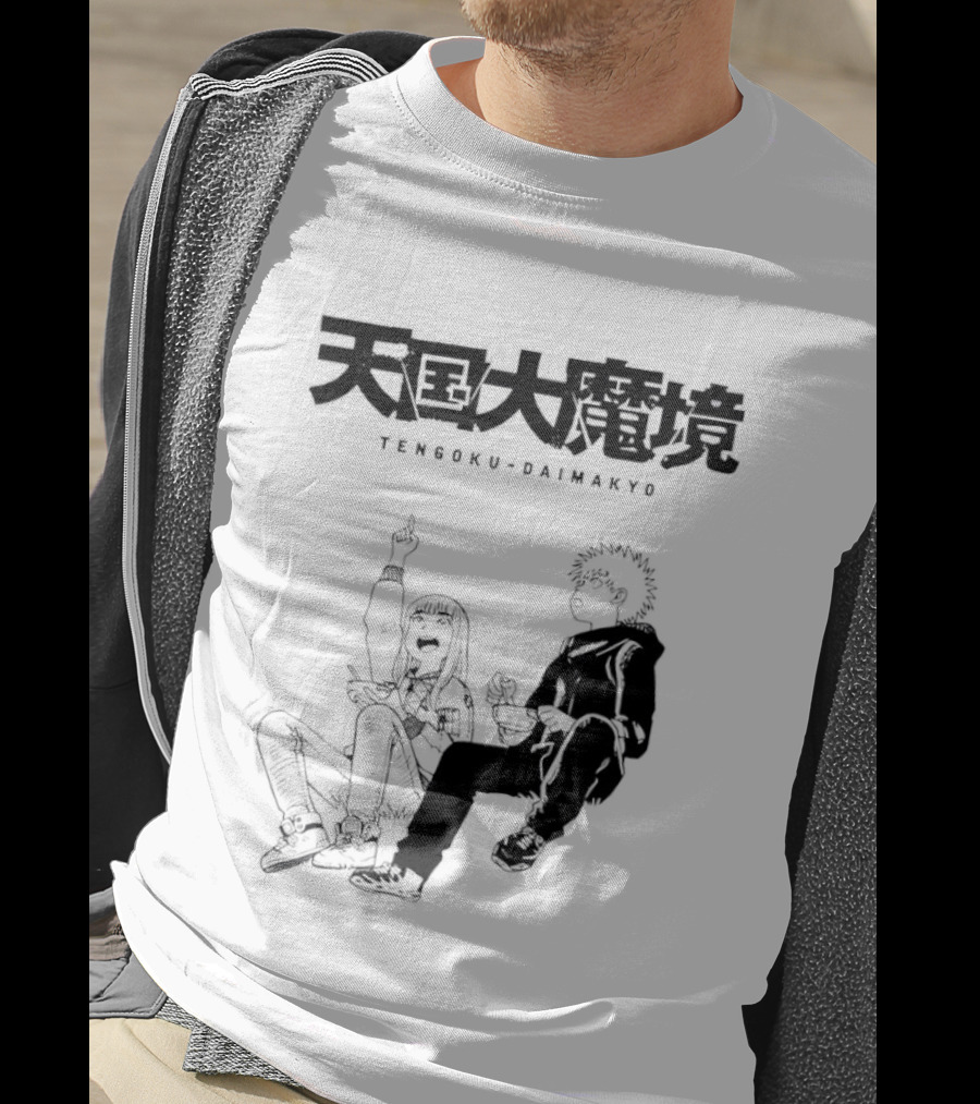 Tengoku Daimakyo Anime Characters Sitting Together Eating T-Shirt