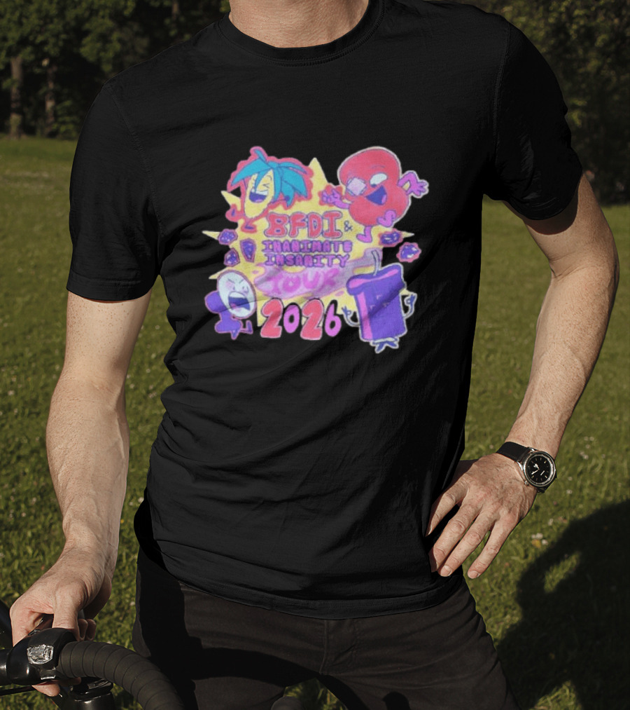 BFDI & Inanimate Insanity Tour 2026 Characters And Fun Adventure T-Shirt