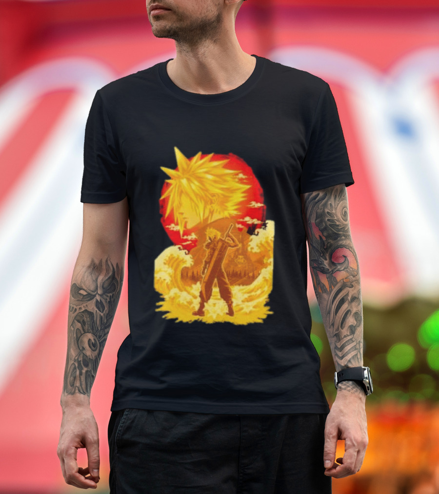 Cloud Strife Final Fantasy VII Shinra Ukiyo E Wave T-Shirt