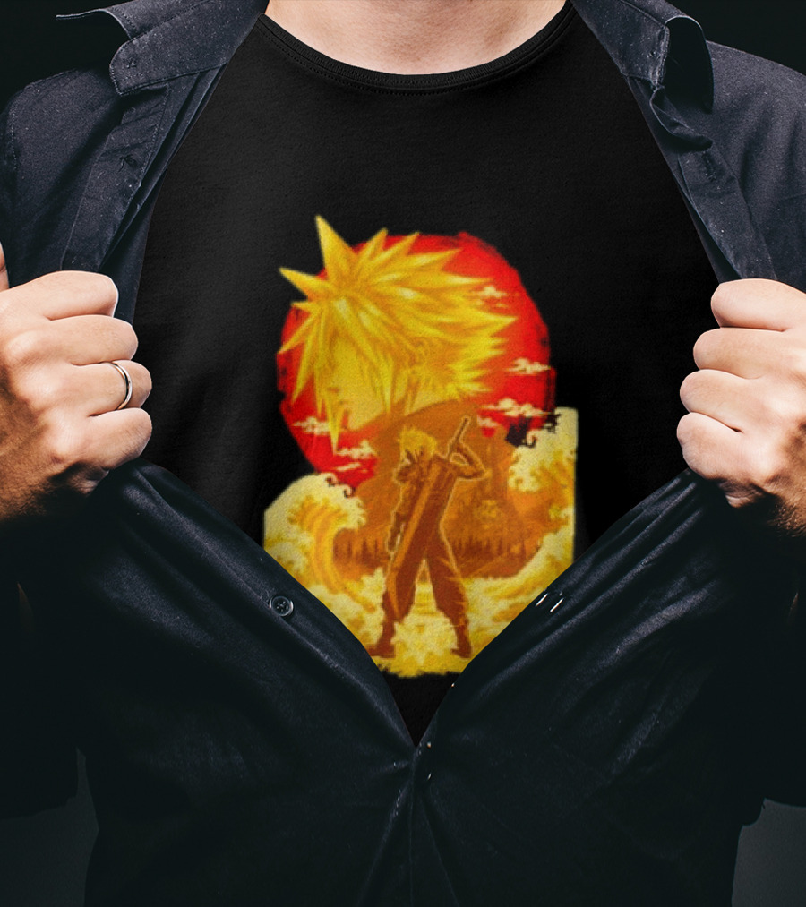 Cloud Strife Final Fantasy VII Shinra Ukiyo E Wave T-Shirt