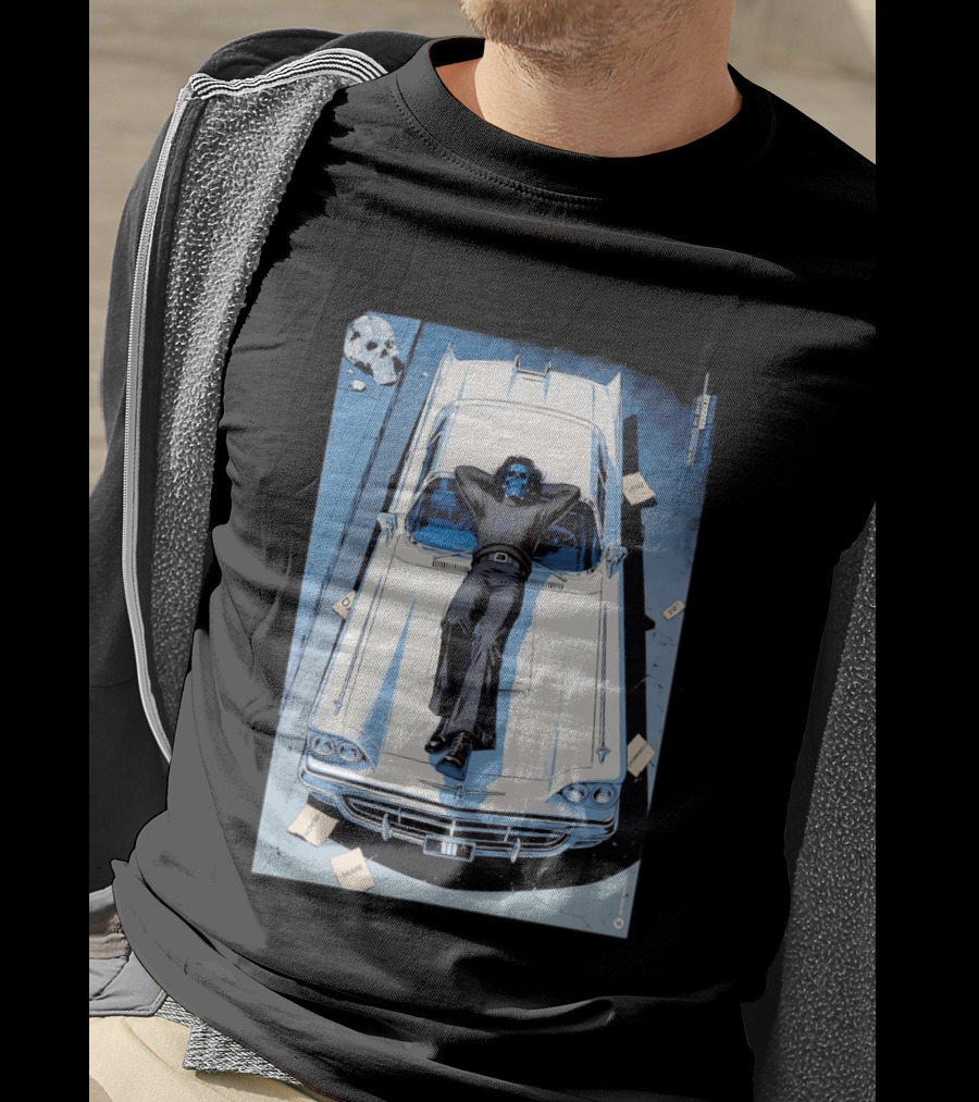 Filter Charlotte You Are The Content Now Tour Blue Skull Man On Classic Car T-Shirt