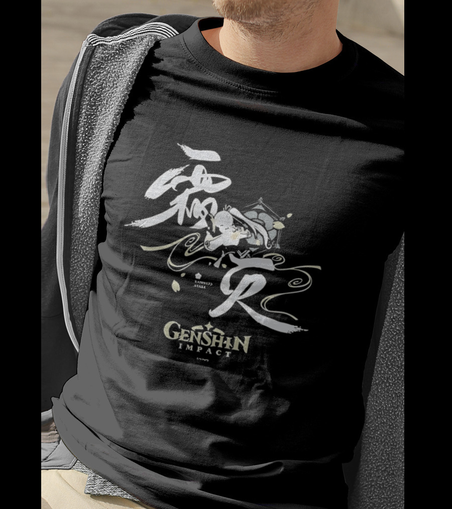 Kamisato Ayaka Genshin Impact White Calligraphy T-Shirt