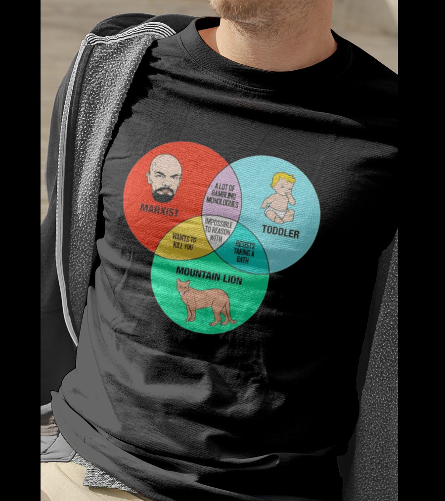 Venn Diagram Humor Marxist Toddler Mountain Lion Impossible To Reason T-Shirt