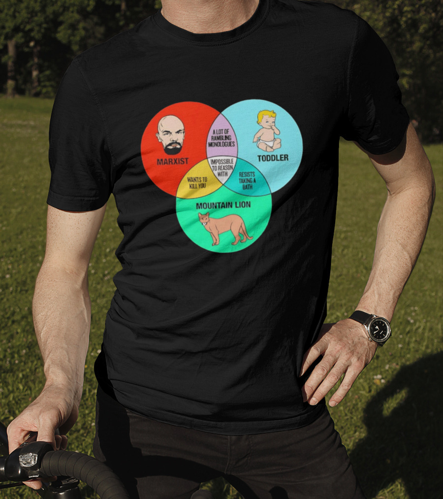 Venn Diagram Humor Marxist Toddler Mountain Lion Impossible To Reason T-Shirt