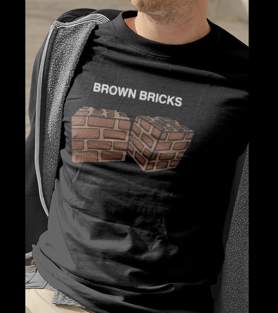 Mike Matei Brown Bricks Textured Cubes T-Shirt
