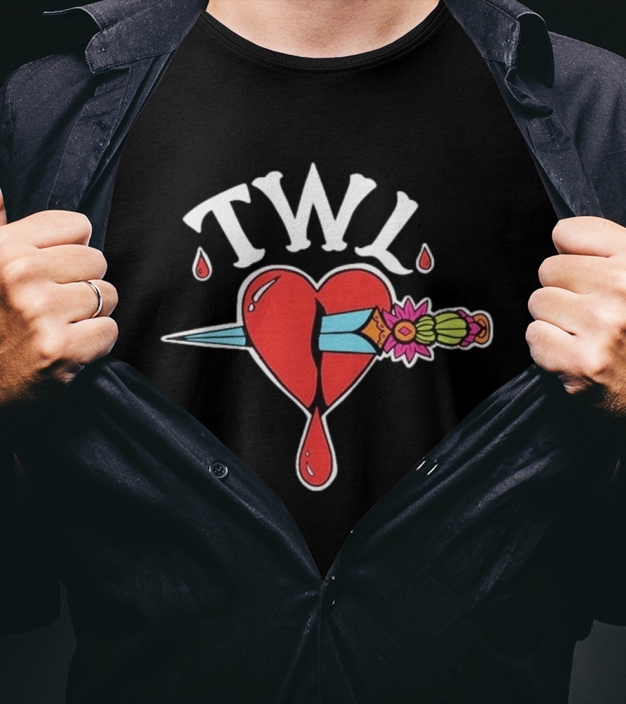 TWL Heart Dagger Tattoo Style Red Dripping Heart T-Shirt