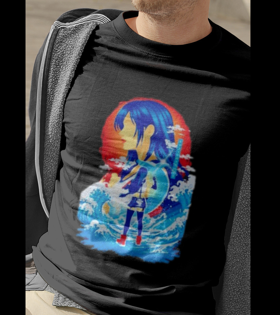 Tifa Lockhart Final Fantasy Japanese Wave Anime Art Ocean Scene T-Shirt