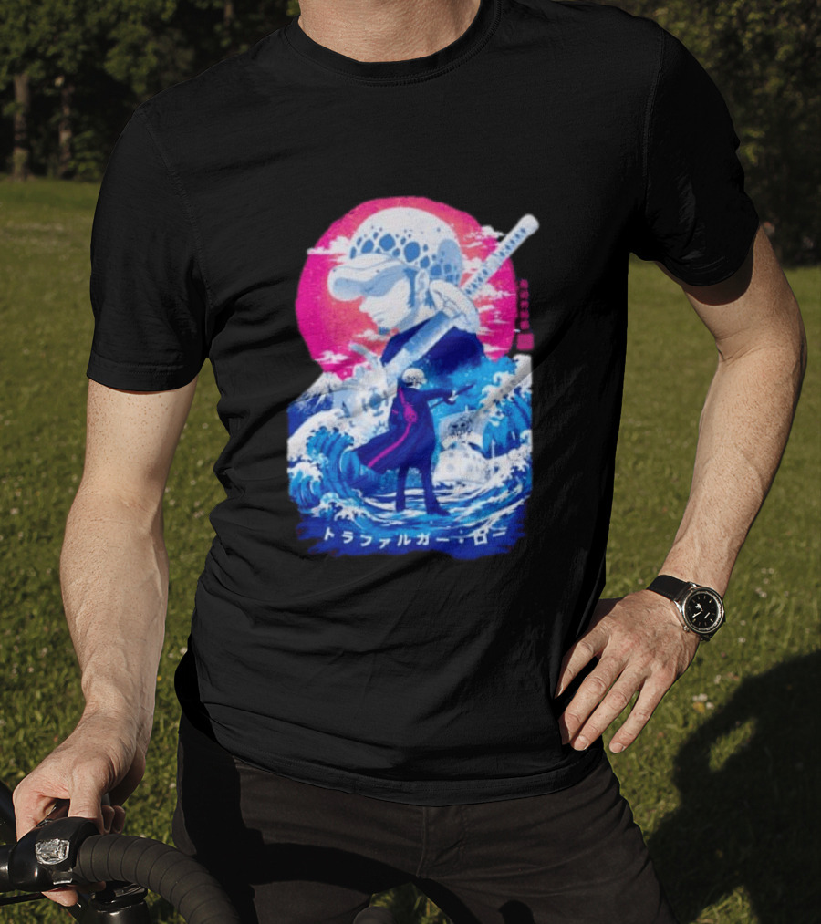 Trafalgar Law One Piece Surgeon Of Death Anime Japanese Text Scenic Waves T-Shirt