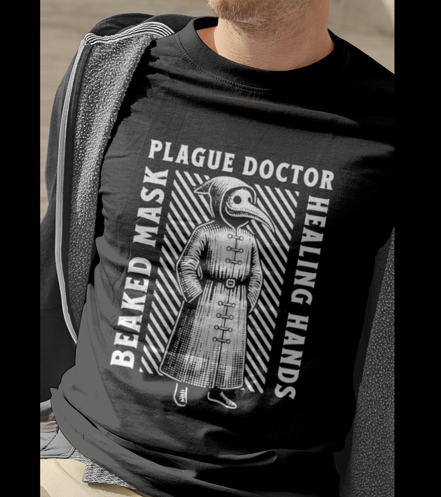 Plague Doctor Beaked Mask Healing Hands Vintage Medical History T-Shirt