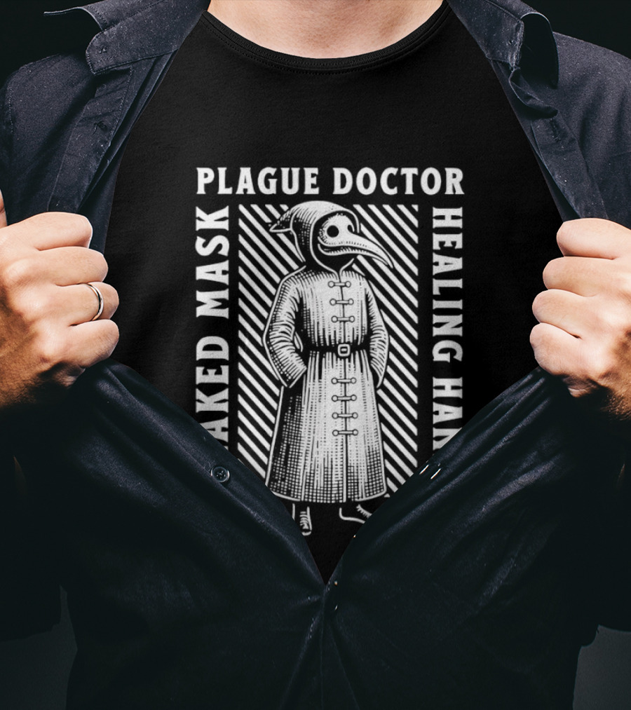 Plague Doctor Beaked Mask Healing Hands Vintage Medical History T-Shirt