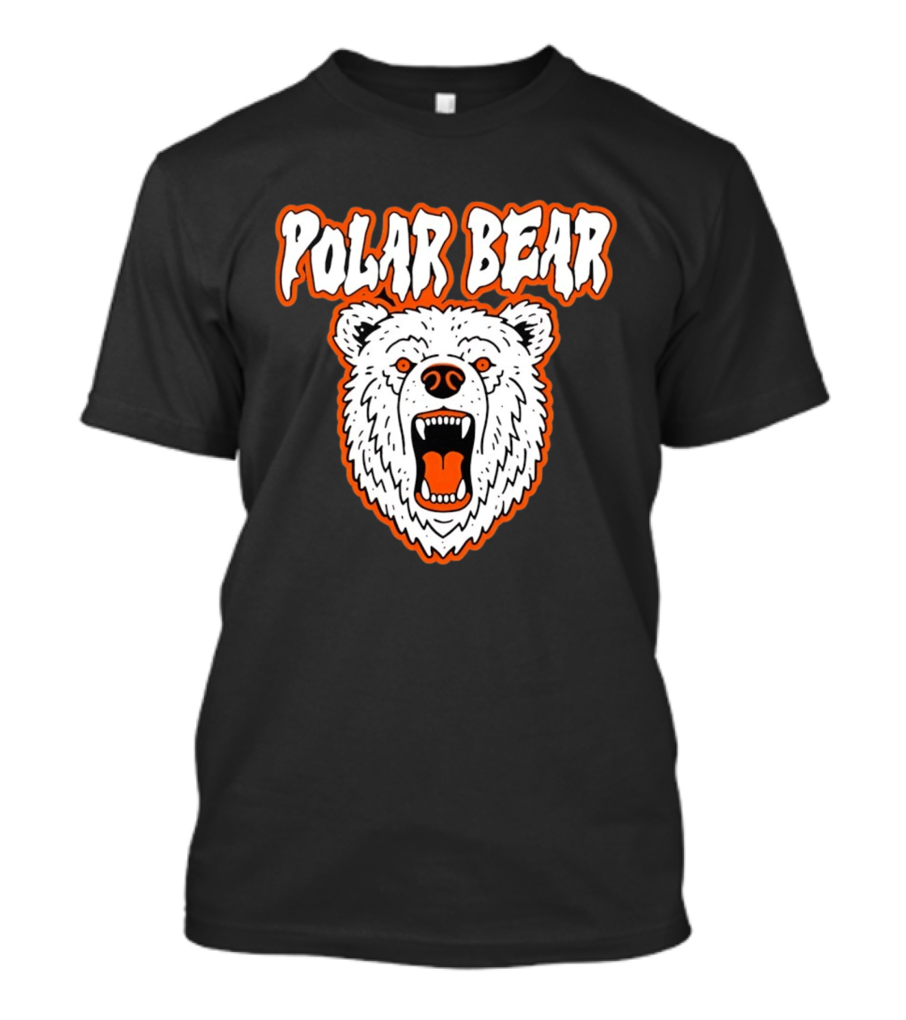 Polar Bear Roaring White Bear Face Orange Accents T-Shirt