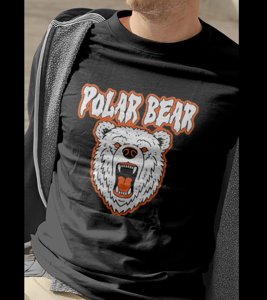 Polar Bear Roaring White Bear Face Orange Accents T-Shirt