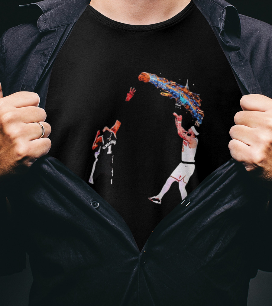 Wembanyama Vs New York Basketball Player Dynamic Showdown T-Shirt