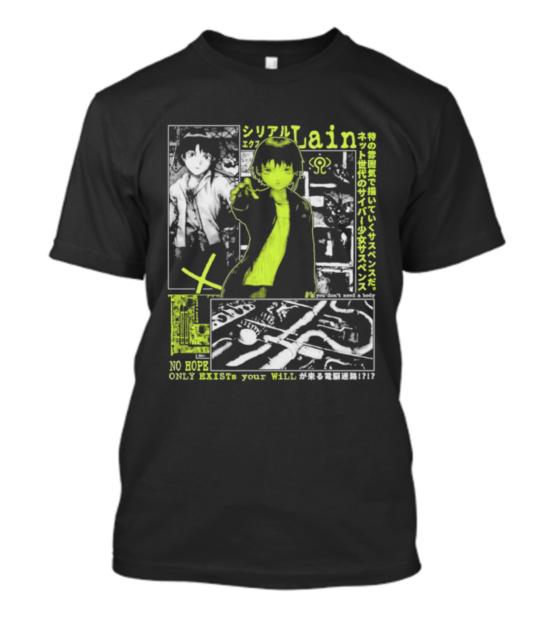 Serial Experiments Lain Cyber Anime No Body Only Exist Your Will T-Shirt