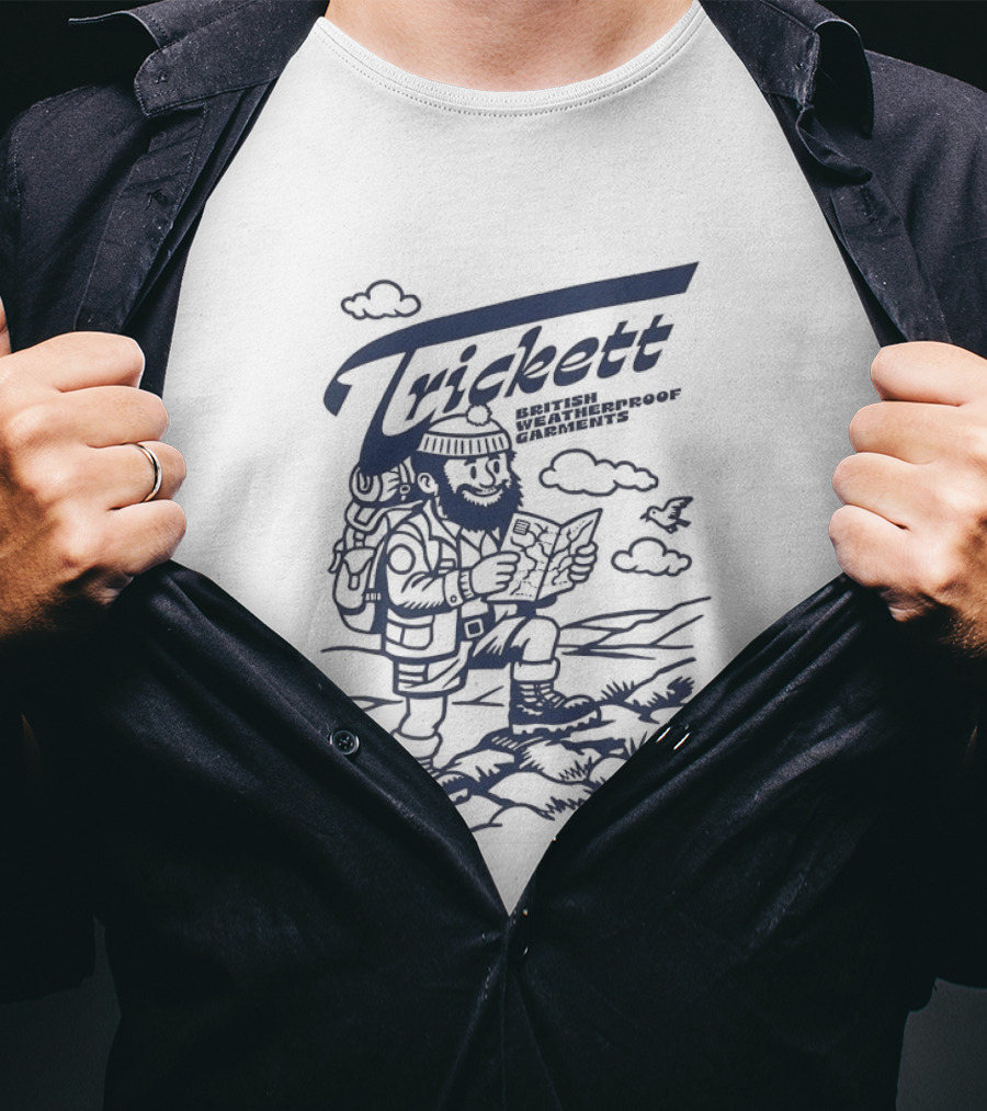 Trickett Hiker In British Landscape With Weatherproof Gear T-Shirt