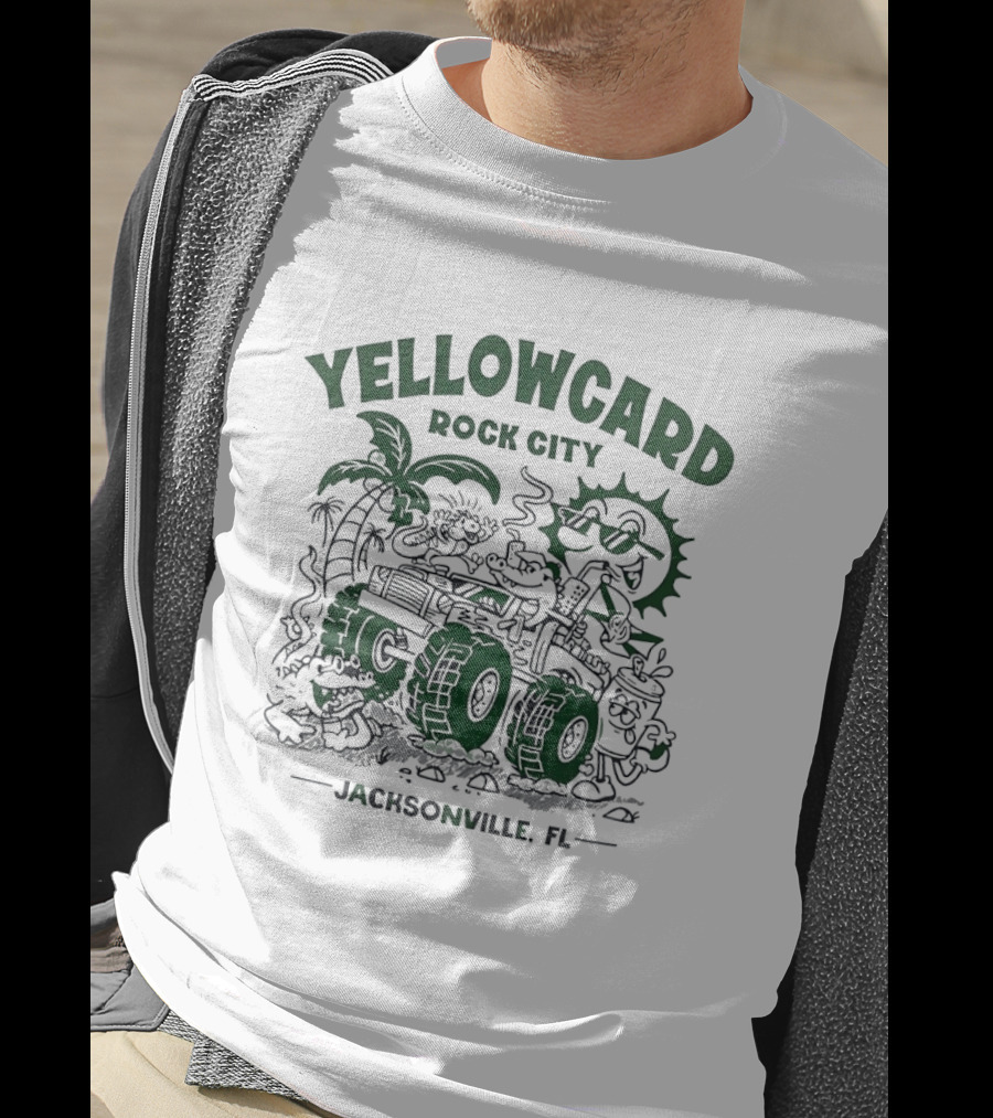 Yellowcard Rock City Jacksonville FL Tropical Adventure Monster Truck T-Shirt