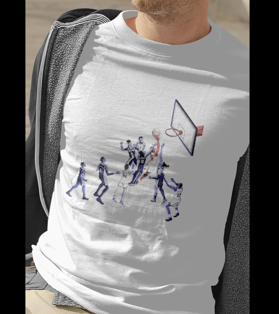 Basketball Action Scene Featuring Players In Jersey Numbers 5 22 2 8 44 And 25 T-Shirt