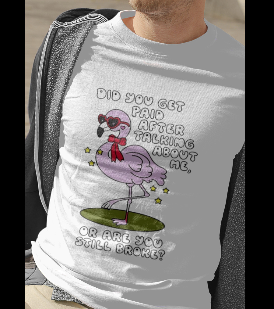 Did You Get Paid After Talking About Me Flamingo Are You Still Broke T-Shirt