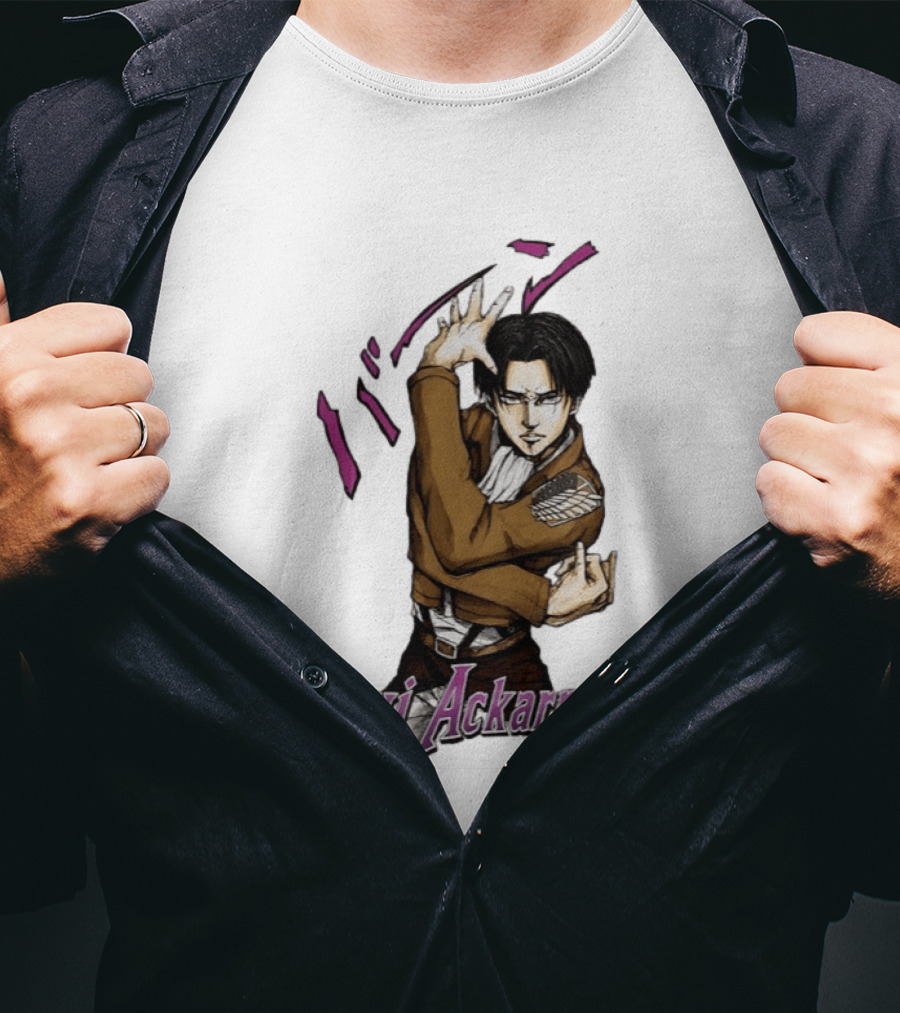 Levi Ackerman Anime Character Pose Attack On Titan Manga T-Shirt